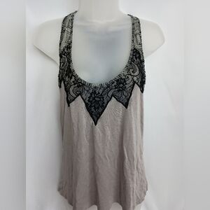 BKE Whimsigoth, Fairycore,Y2K Summer‎ Black Lace Gray Tank Top (#1,131)